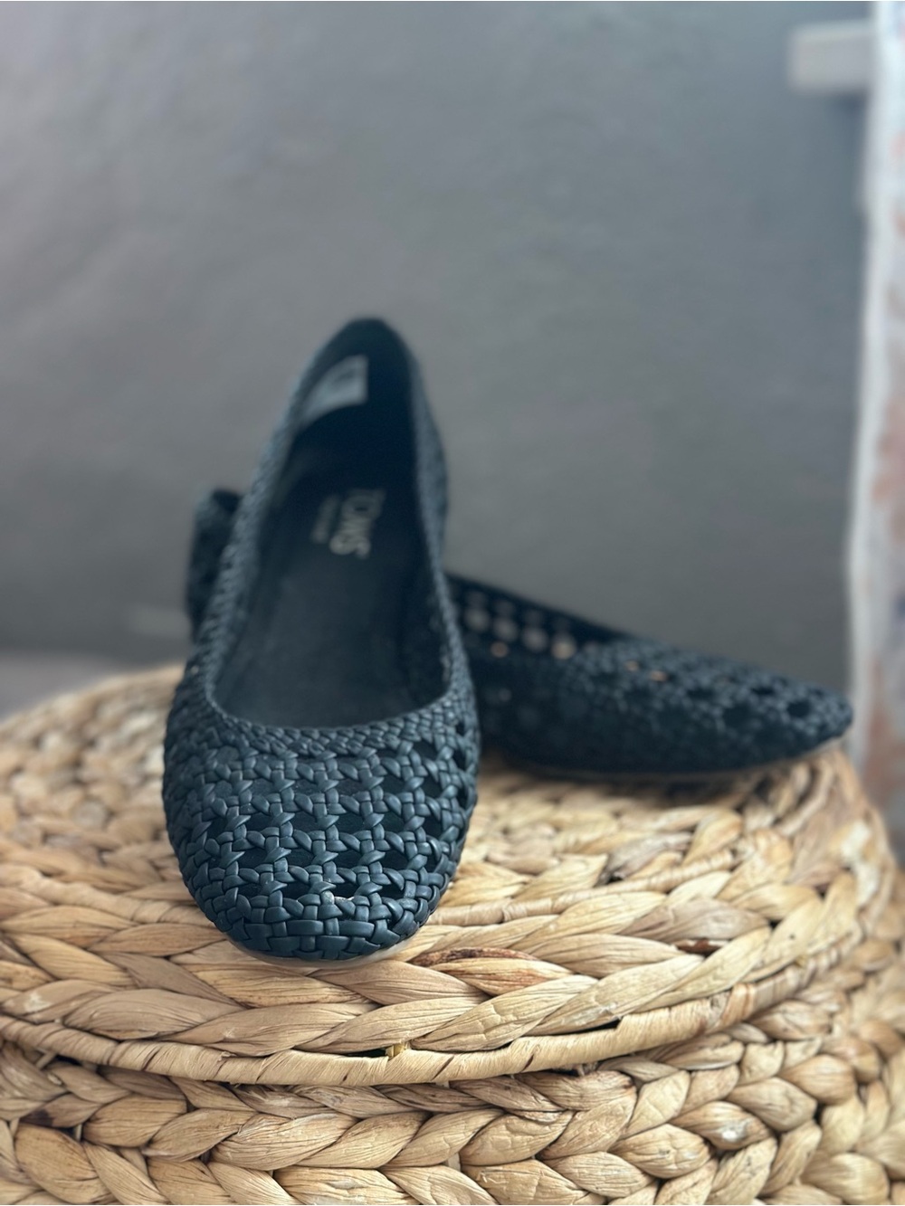 Toms Black Woven Ballet Flats
